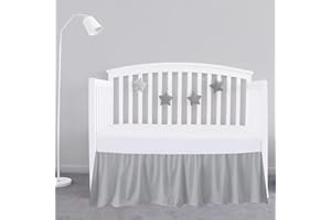 SKY BEDDINGS Light Grey Crib Bed Skirt 28" x 52" with 14" Drop - Dust Ruffle Crib Skirt with Split Corners - Soft Nursery Standard Crib Toddler Bedding Skirt for Baby Boys or Girls