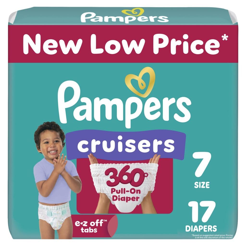 Photo 1 of Pampers Diapers - Cruisers 360 - Size 7, 17 Count, Babyproof up to 100% Leakproof Pull-On Diaper (Packaging May Vary)
