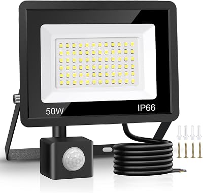 Jsdoin 50W Security Light Outdoor Motion Sensor 4500 Lumen 6500K IP66 LED