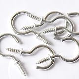 xiaozhenjida 50 Pcs 1 Inch Screw-in Ceiling Hooks Nickel Plated Cup Hooks Silver view 5
