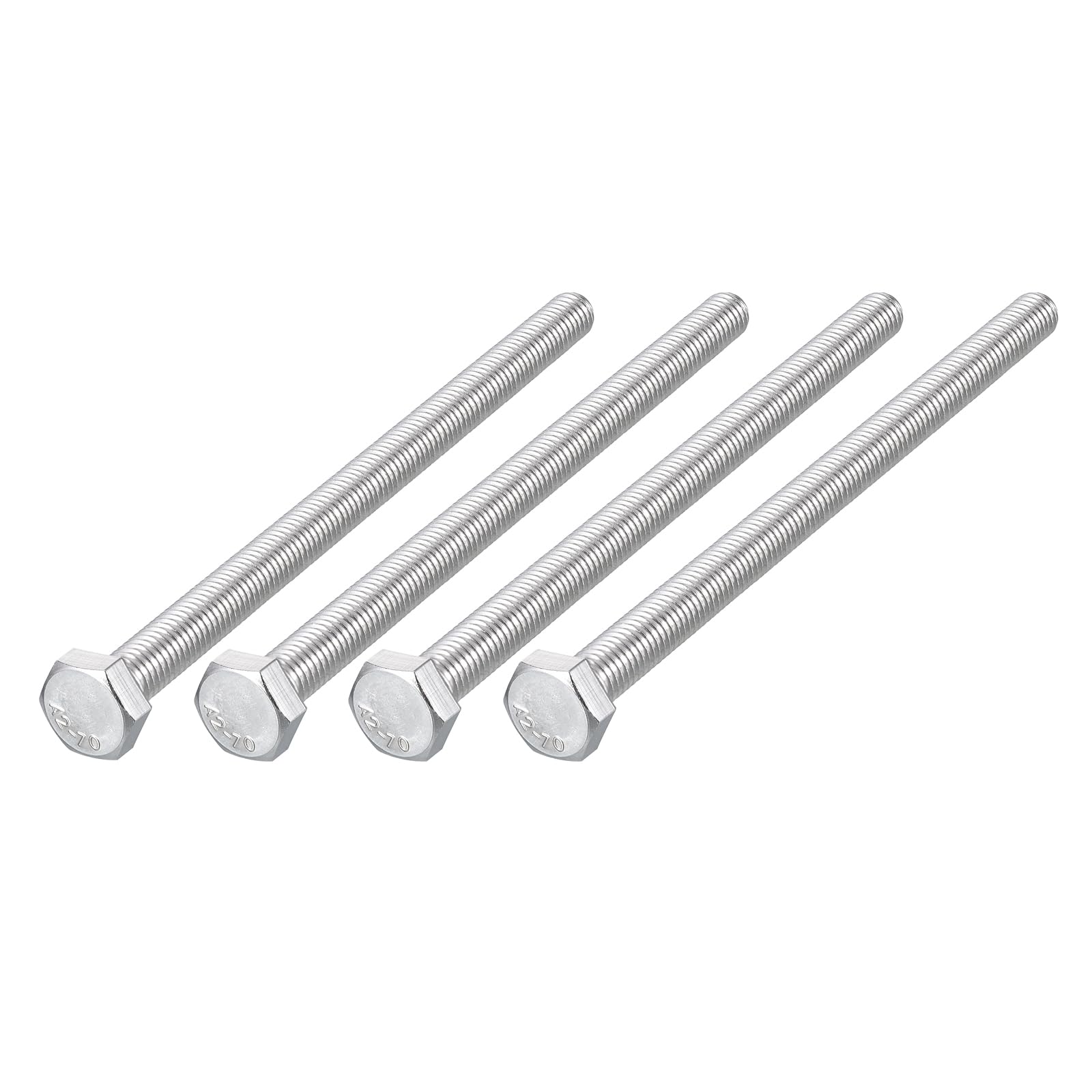 METALLIXITY Hex Bolts (M8-1.25x150mm) 4Pcs, 304 Stainless Steel Coarse Fully Threaded Hex Head Screw Bolt Machine Screws - for Furniture Repair, Silver