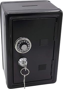 Hucha de Metal con forma de caja fuerte con llave: Amazon.es: Juguetes y juegos