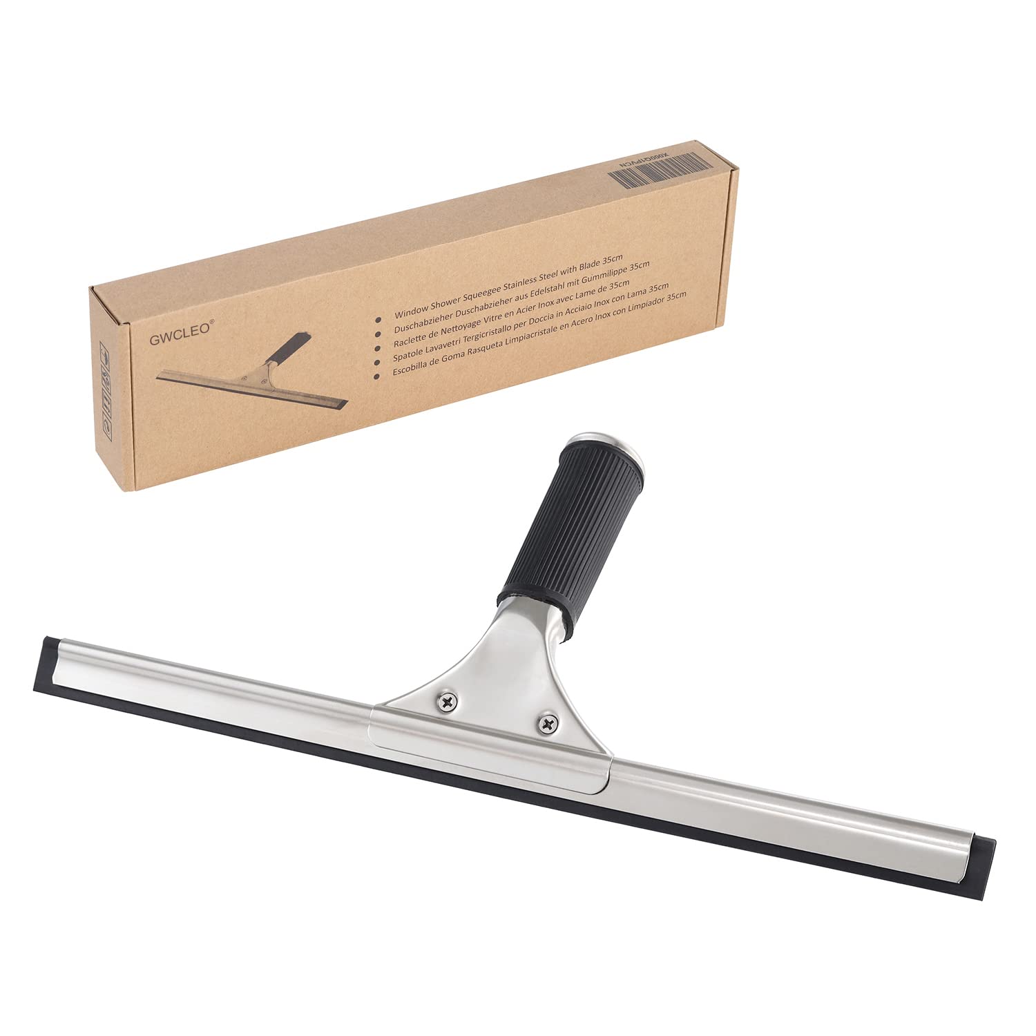 Shower Squeegees,GWCLEO Window Squeegee Stainless Steel,Glass Wipers with Blades 35CM(14") for Bathroom,Mirror,Floor