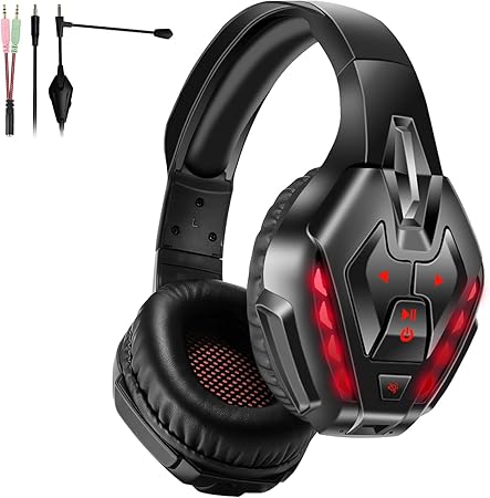 Amazon Phoinikas ゲーミングヘッドセット Ps4 ヘッドセット マイク付き Pc ゲーミング ヘッドホン 有線 無線 両用 スイッチ Bluetooth ヘッドフォン Led ノイズキャンセリング 軽量 騒音抑制 伸縮可能 ヘッドホン ゲーム用 Ps5 Ps4 パソコン スカイプ Fps 対応 男女