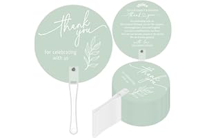 JarThenaAMCS 100Pcs Wedding Hand Fans for Guests Sage Green Handheld Fan Double Sided Thank You Favors Fan for Anniversary Bridal Shower Party
