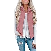 LOMON Womens Fuzzy Sherpa Fleece Jacket Lightweight Vest Cozy Sleeveless Cardigan Zipper Waistcoat Outerwear with Pocket