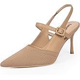 Easyfox Closed Toe Heels for Women Pointed Toe Stiletto Knitted Slingback Heels Womens Pumps Wedding Dress Shoes