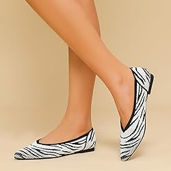 TINGRISE Women's Flats Shoes Pointed Toe Knit