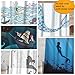 Sunlit Colorful Geometric Whale Waves Bubble Shower Curtain with Cute Marine Life Tropical Fish Shrimp, Fairy Tale Children Illustration Cartoon Abstract Bathroom Decor for Kids and Baby White