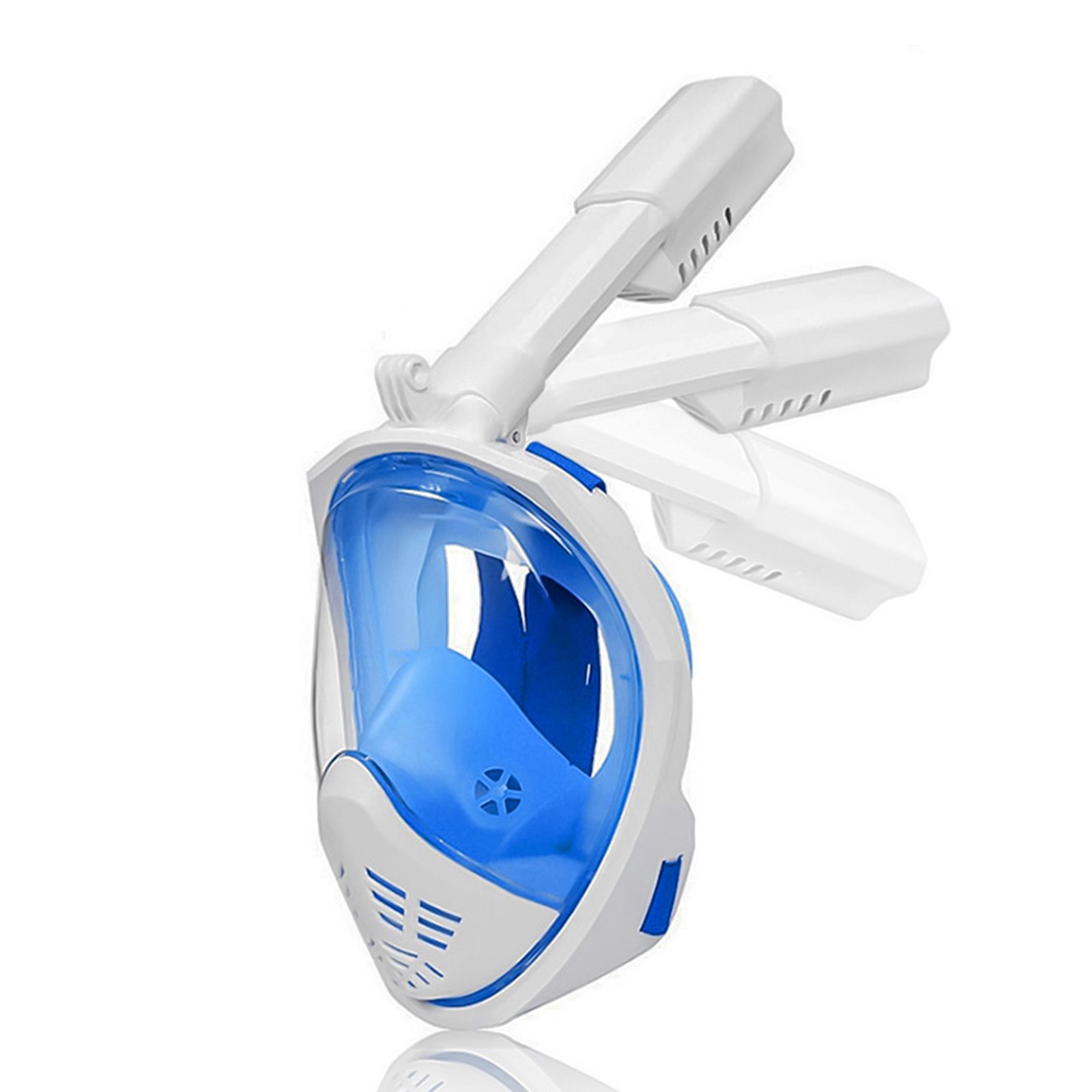 ANHONG Foldable Full Face Snorkel Mask Panoramic View Diving Scuba Mask Easy Breath with Anti-Fog and Anti-Leak with Adjustable Head Straps Design for Adults,Youth,Kids (Blue, L/XL)