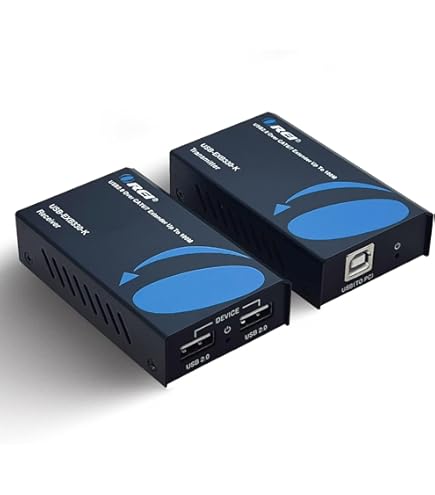 Flylin USB to RJ45 Extension Adapter, Over Cat5/Cat6 up to 50m/164ft Ethernet USB Male/Female Extender Kit, Compatible with Computers/Mobile Phones/Mice/Keyboards/U Disks/Printers/Cameras