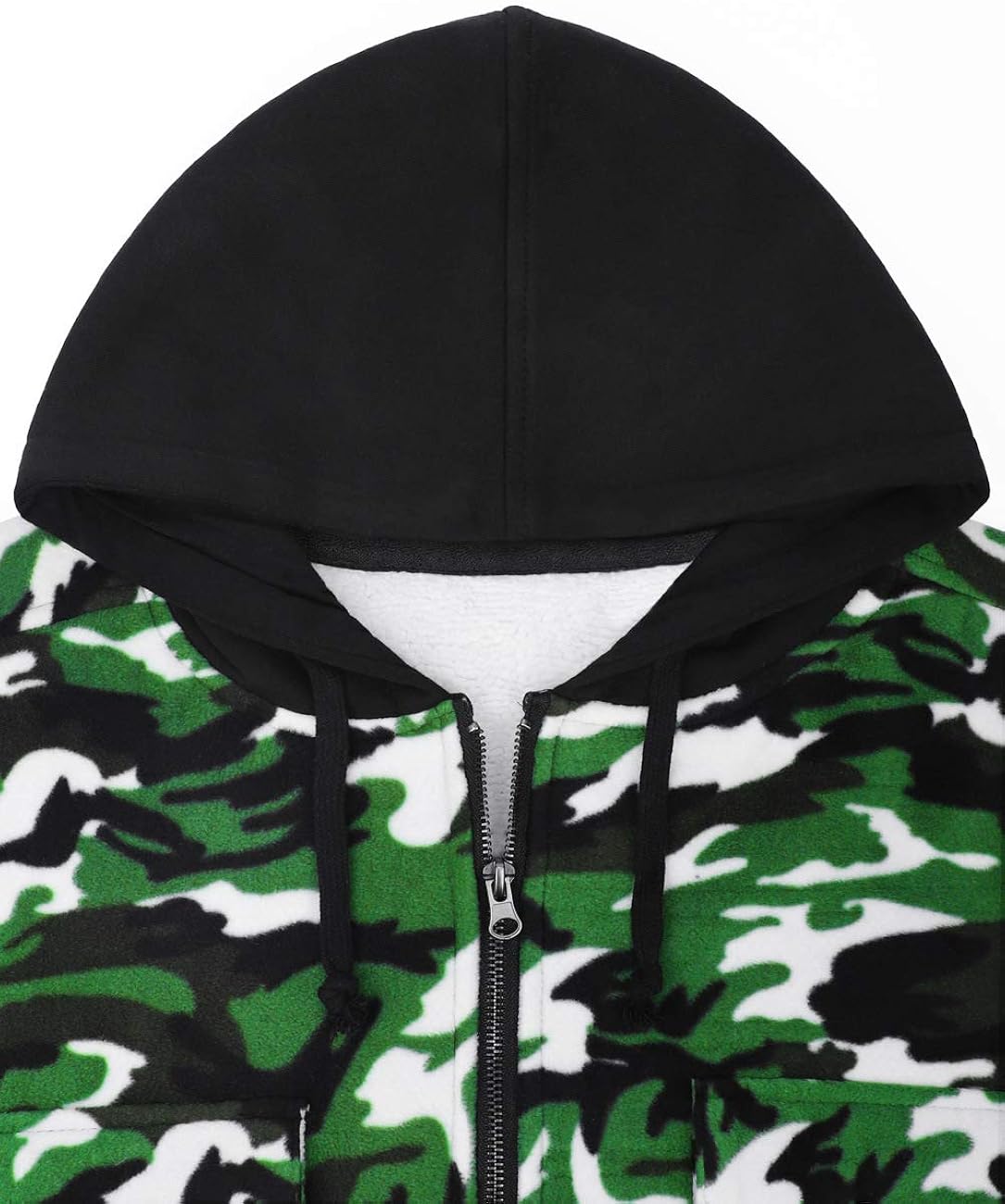 DISHANG Men's Hooded Fleece Jacket Warm Coat Full-Zip Military Army Camo Outerwear Tactical Outdoor Sweatshirts: Clothing