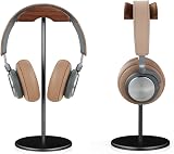 QinCoon Walnut Wood Aluminium Headphone Stand Black Heavy Base All Sizes view 2