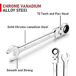 PIONEERWORKS Flex Head Ratcheting Wrench Set, SAE