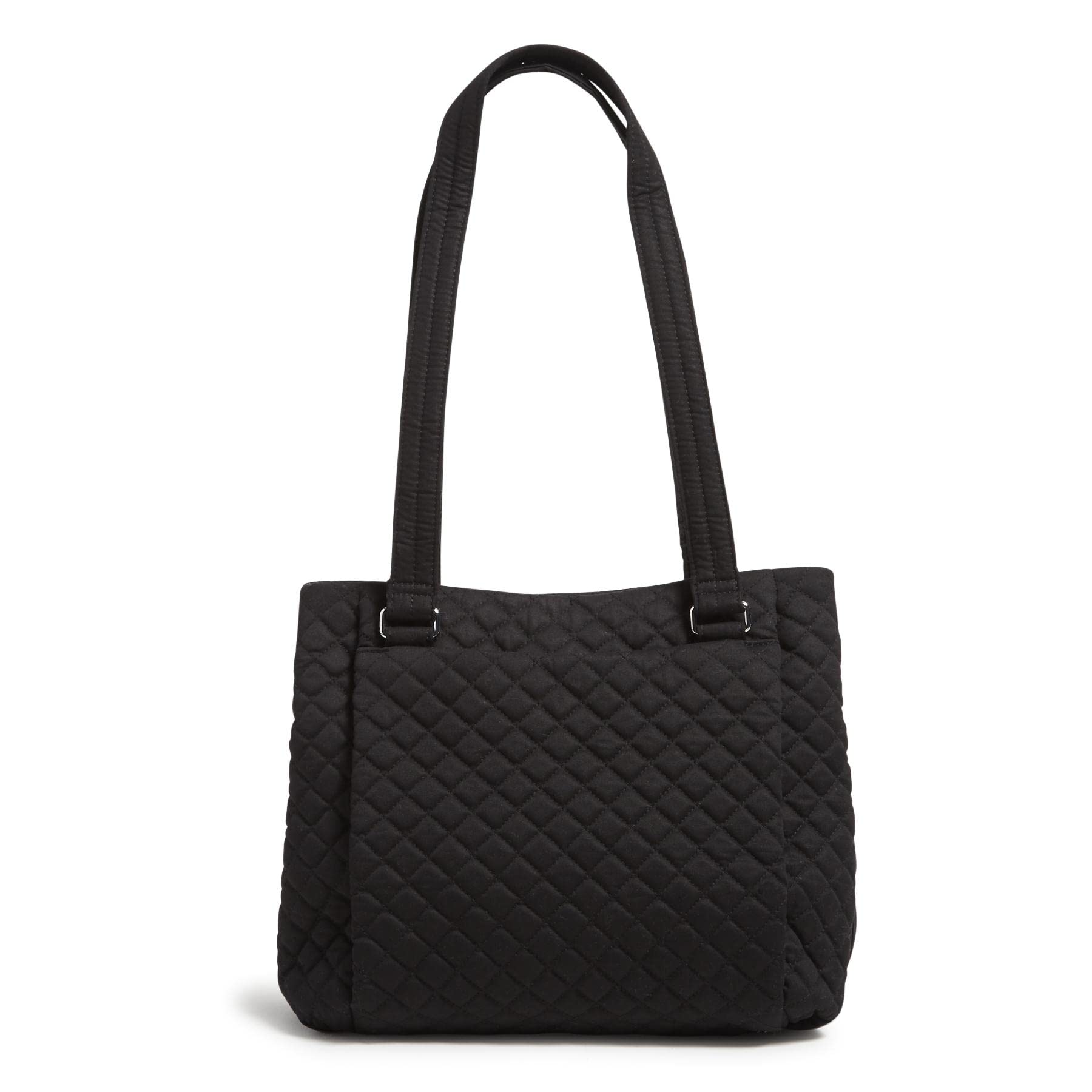 Vera Bradley Women’s Cotton Multi-Compartment Shoulder Satchel Purse, Black – Recycled Cotton, One Size
