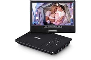 UEME Portable DVD Player for Car with 10.1" HD Swivel Display Screen, Car Charger, Support CD/DVD/SD Card/USB, Car Headrest Holder, Improved Button Design