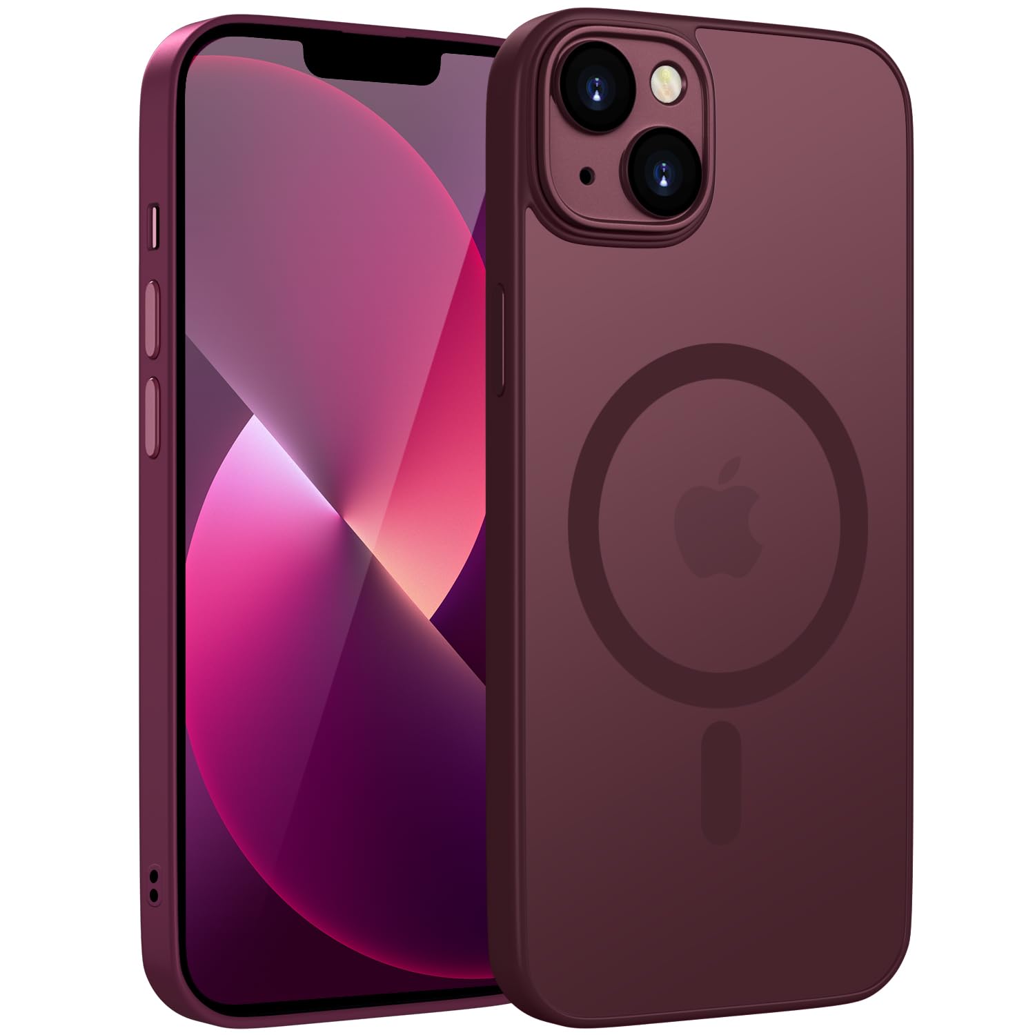 HGH Magnetic Case for iPhone 13 6.1 Inch for MagSafe Wireless Charging Compatible Translucent Matte for iPhone 13 Case Thin Shockproof Case Camera protect for iPhone 13 Phone Case - Fuchsia