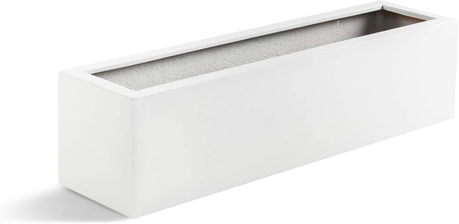 Plant Trough Luca No. 1 Balcony Box White Glossy Rectangular Fibreglass *2 Year Guarantee* - 80x20x20cm - F691