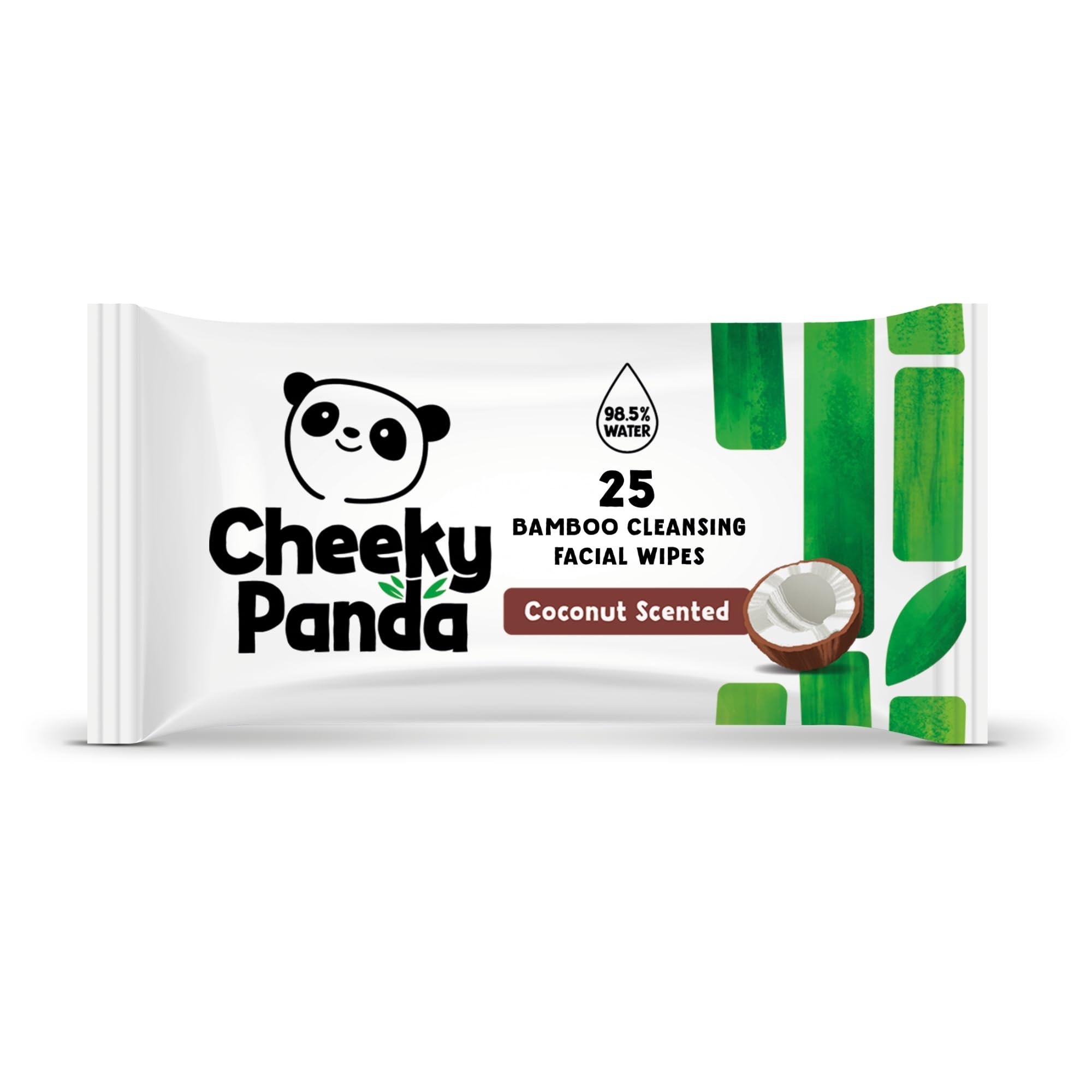 The Cheeky Panda Bamboo Facial Make Up Remover Wipes | Sustainable Face Wipes Eye Makeup Remover | Coconut Scented Pack of 25 Face Wipes | 99% Purified Water