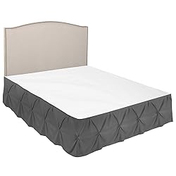 Nestl Grey Bed Skirt Full Size, Pinch Pleat Full
