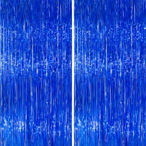 PartyWoo Royal Blue Foil Fringe Curtain
