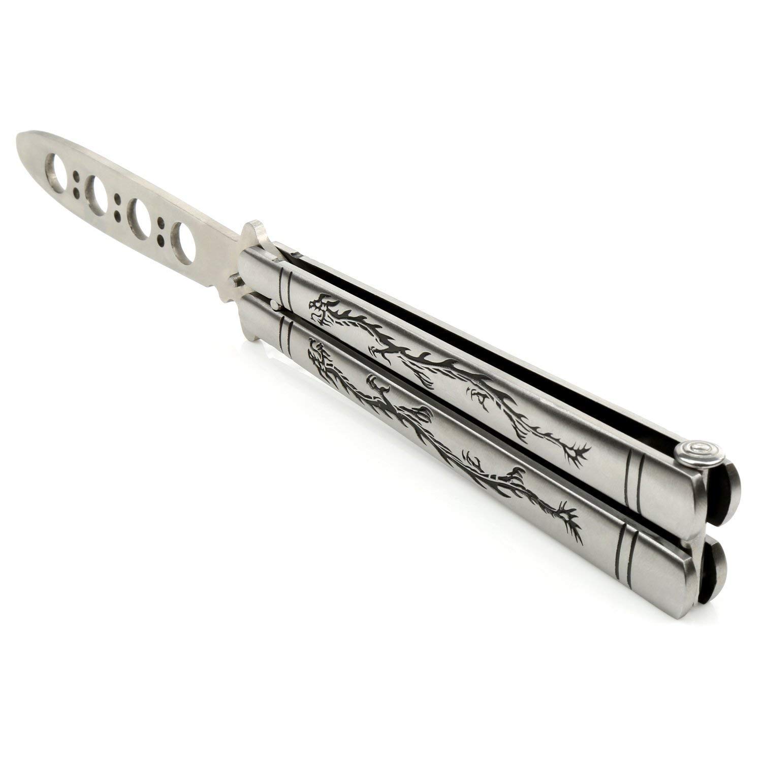 Yuzlder Practice Butterfly Knife, Stainless Steel Balisong Trainer
