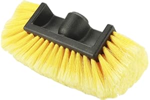 QWORK 10in Car Wash Brush Head with Soft Bristle, for Cleaning Decks, Trucks, Car, RV, Boats, Home Siding, Camper, Yellow