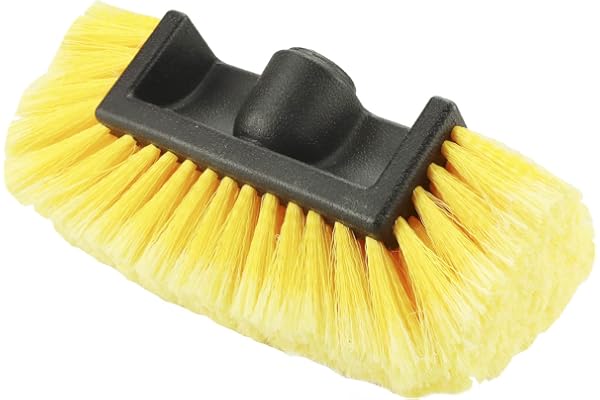 QWORK 10in Car Wash Brush Head with Soft Bristle, for Cleaning Decks, Trucks, Car, RV, Boats, Home Siding, Camper, Yellow