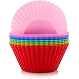 KUFUNG 9 Pack Silicone Cupcakes Liners, Reusable Non Stick Silicone Cupcake Baking Cups, Standard Size Silicone Baking Cups F