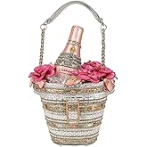 Mary Frances Champagne On Ice Beaded Clutch – Bottle Crossbody Novelty Evening Bag with Magnetic Closure for Weddings, Parties, Travel – Multicolor