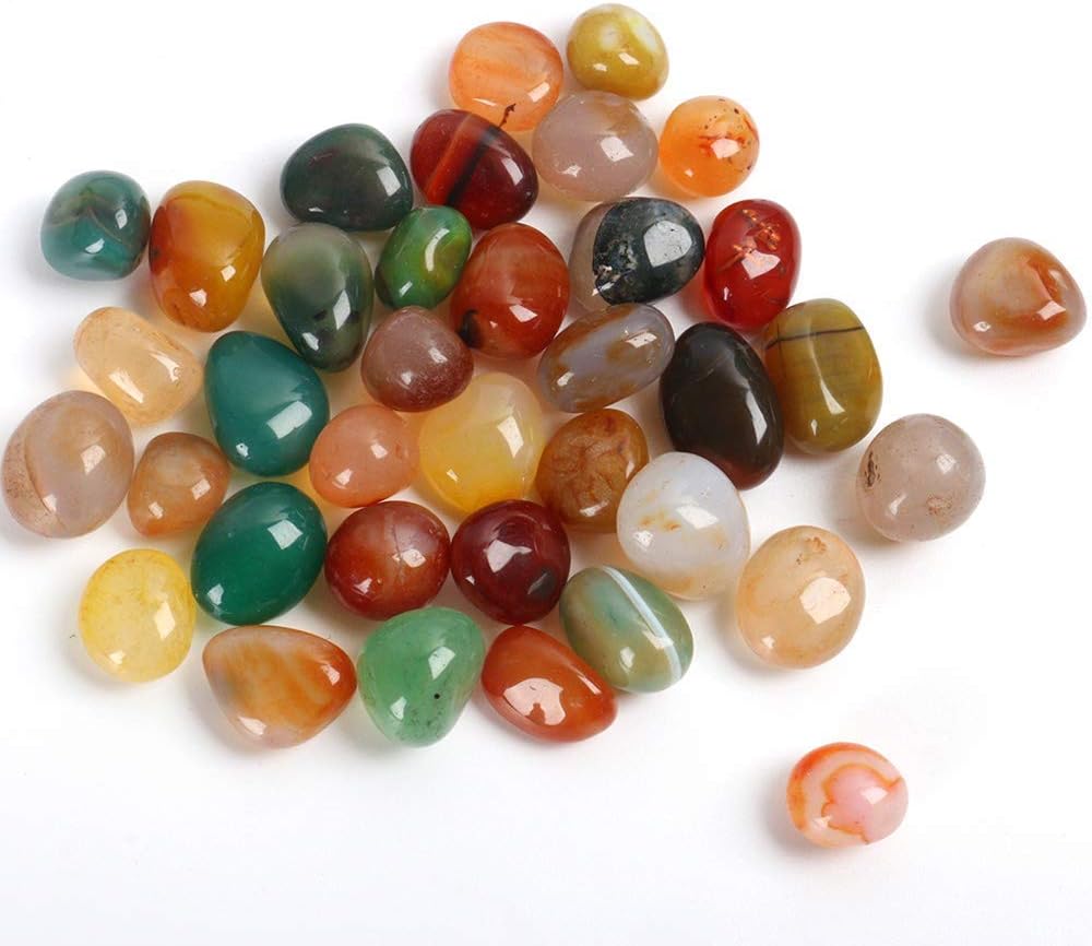 Natural Polished Decorative Gravel Pebbles - 2lb Colorful Agate Rocks for Landscape Decoration Stone. 0.39-0.78 Inch, Suitable for Home Decoration, DIY Handmade, Decorative Fish Tanks, Vase Filler: Furniture & Decor