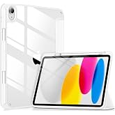 VIKESI Case for iPad (A16) 11-inch 2025 and iPad 10th Generation 10.9 Inch 2022, Clear Back and TPU Shockproof Frame Cover [Built-in Pencil Holder, Support Auto Sleep/Wake] - White