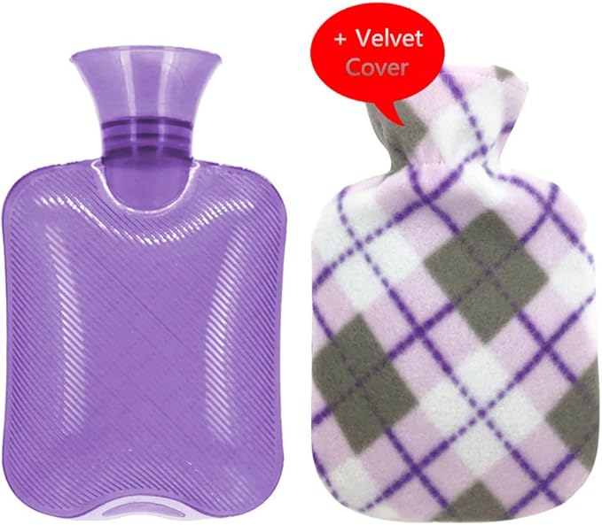 Transparente GummiHeißwasserFlasche Hot Water Bag 500ml mit Samt