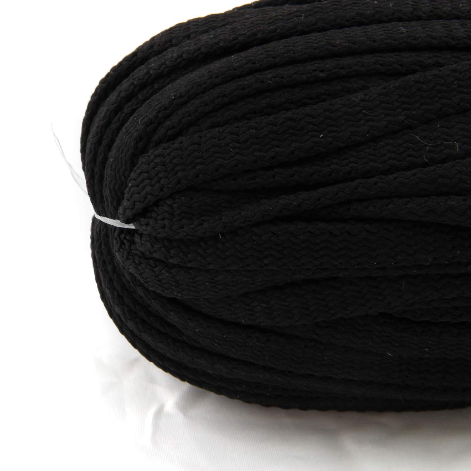 NTS Nähtechnik 50 m flat cord made of polyester without core, 8 mm wide (black)