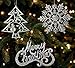Christmas Ornaments Set - 16 Pc Assorted Ornaments - Silver Glittered Plastic Tree Decorations - Merry Christmas Sign, Trees, Snowflakes