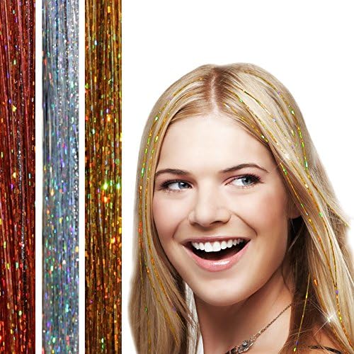 Hair Dazzle,Glitter Sparkle Strands, 40 inch Extensions, 300 strands approx Pack of Blonde