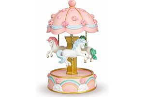 YT3 STUDIO Carousel Music Box, Color-Changing LED Lights Musical Boxes, Gift Wrapped Unicorn Music Boxes for Girls, Christmas & Birthday Gifts for Women Daughter Granddaughter, Melody You are My Sunshine