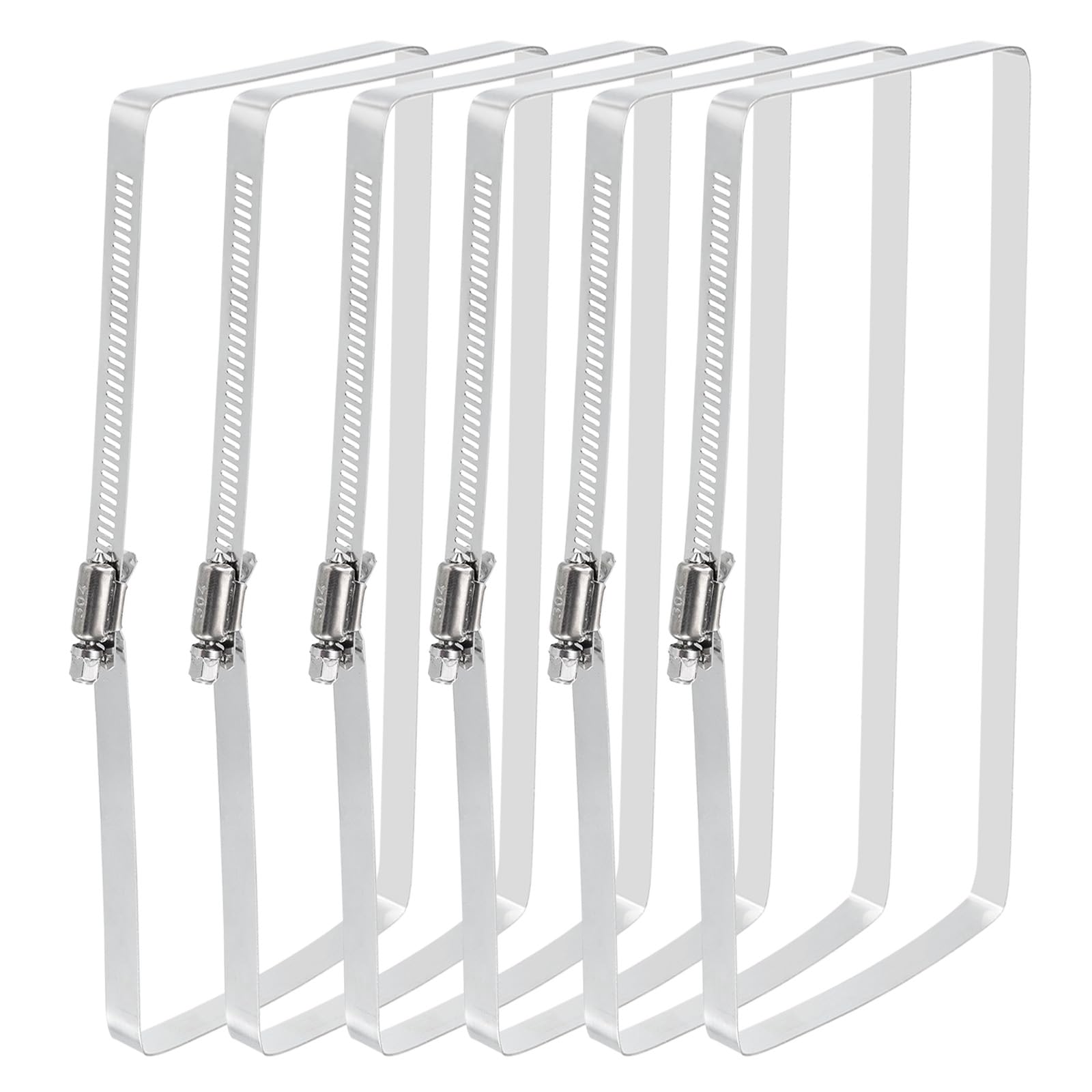 uxcell Rectangular Hose Clamps, 12" x 4" 304 Stainless Steel Square Duct Pipe Clamp for Ducting, Securing Hose, Cable and Bridge Project Application, Pack of 6