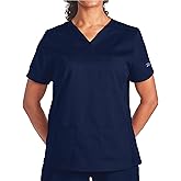Reebok Womens Scrubs Top - Stretch V-Neck Medical Workwear Shirt, Breathable Uniform Scrubs for Women (Sizes: S-3XL)