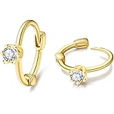 Small Gold Hoop Earrings for Women 14K Gold Plated Hoops Tiny Hypoallergenic Cubic Zirconia Cartilage Huggie Hoop Earrings for Women