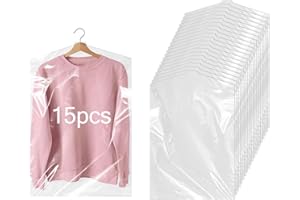 15 Pack Clear Garment Bags Plastic Transparent dry Cleaning Bags Dustproof Garment Bags 35.4 inch Garment Covers for Hanging 