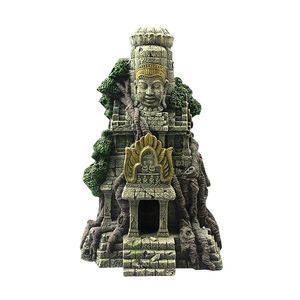 ULTECHNOVO Aquarium Ancient Temple Ornament Fish Tank Landscaping Resin Decoration