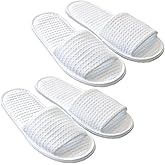 ericotry 2 Pairs Open Toe Spa Slippers White Spa Hotel Guest Slippers Luxury Soft Hotel Home Guest Slippers Fit Most Men and Women for Travel