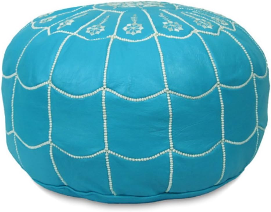 IKRAM DESIGN Moroccan Round Leather Pouf Arch Design