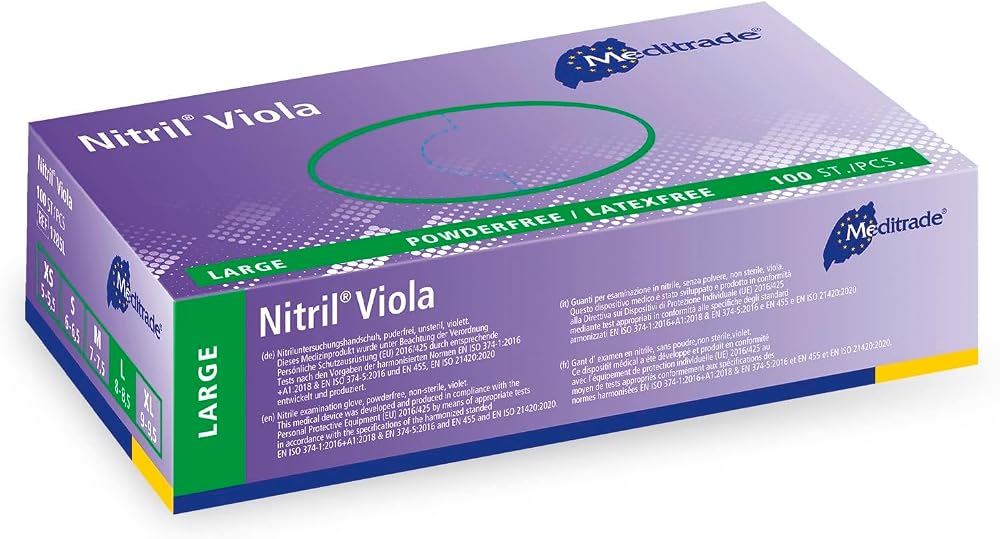 Meditrade Nitrile Viola Examination Gloves Large 8-85 Violet Powderfree