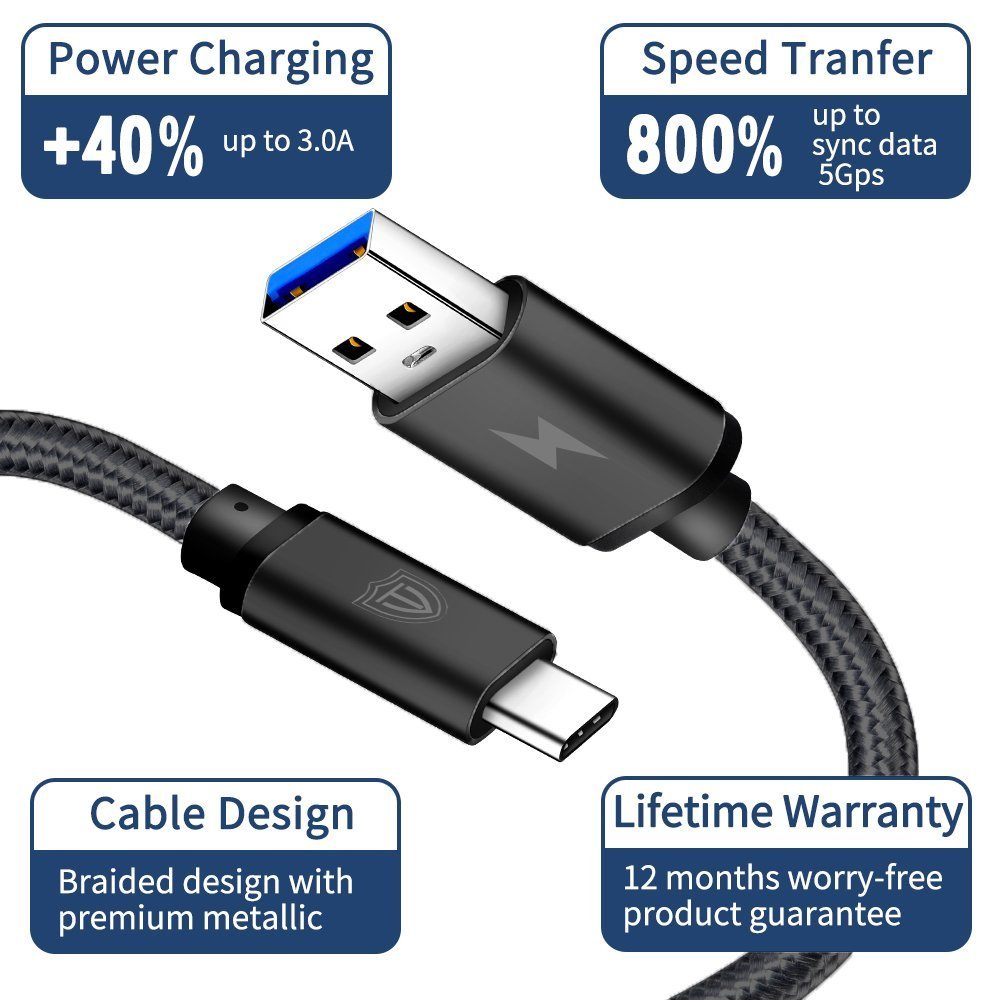 USB C Kabel auf USB 3.0 Homore (6.6 ft) lebenslange Garantie USB 3.1 Nylon Datenkabel Ladekabel für Typ C Geräte wie Samsung Galaxy S9+ / S9 / S8+ / S8 , MacBook Pro 2016 , HUAWEI P10/9 usw.