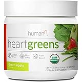HumanN HeartGreens | Superfood Organic Powder with Wheatgrass, Kale, Spinach, and Spirulina, USDA Organic Non-GMO (Green Appl