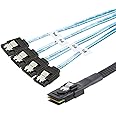 JacobsParts Mini SAS to 4-SATA SFF-8087 Multi-Lane Forward Breakout Internal Cable, 1.6 Feet