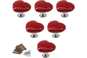 Zerniple Red Ceramic Handle Pull Door knobs Cabinet Handles for Children's Room (6 Pieces)
