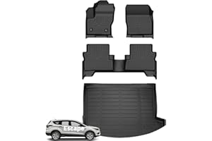 Wayhigh-All Weather Floor Mats and Cargo Mat Set Fit for 2013-2019 Ford Escape & Ford C-Max 2013-2018 Custom Fit TPE Heavy Duty Car Mats Rubber Floor Liners Accessories